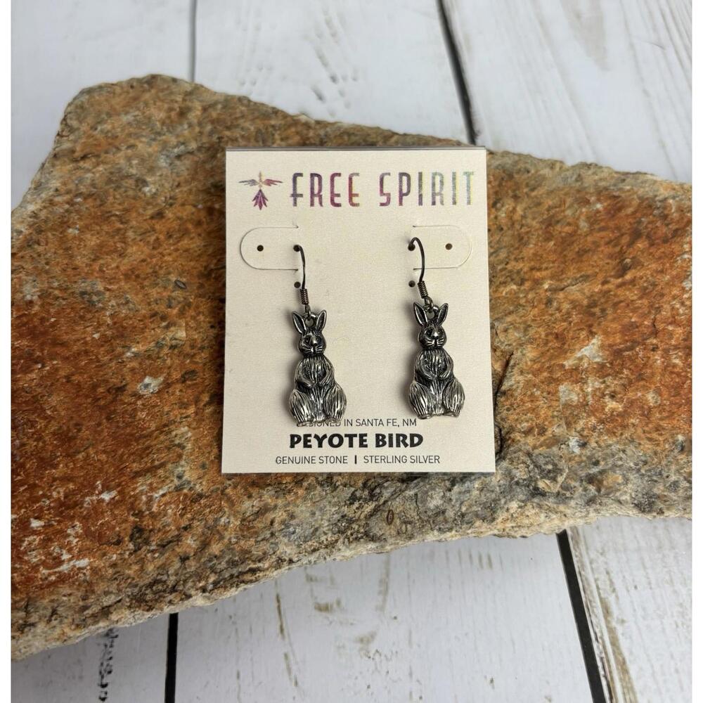 Peyote Bird Free Spirit Sterling Silver Bunny Rabbit Drop Earrings Santa Fe J085